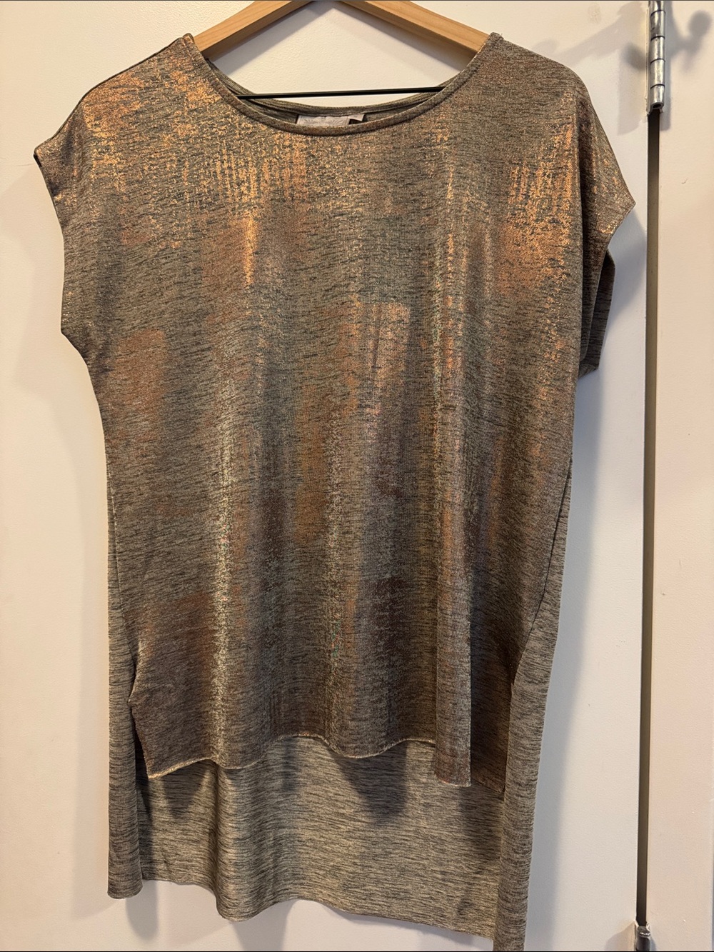 Dantelle Metallic Bronze-Gray Short Sleeve Tunic